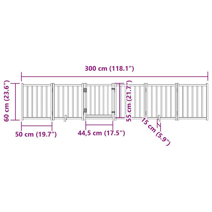 Poartă câini pliabilă cu ușă, 6 panouri negru 300 cm, lemn brad - WALTI WALTI