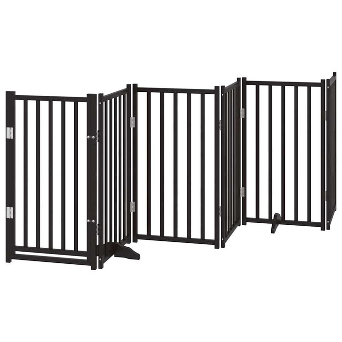 Poartă câini pliabilă cu ușă, 6 panouri negru 300 cm, lemn brad - WALTI WALTI
