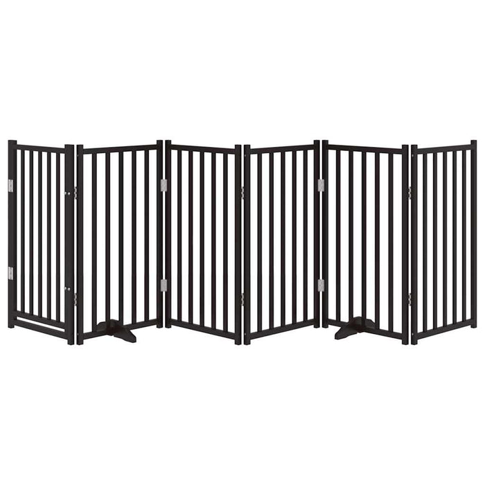 Poartă câini pliabilă cu ușă, 6 panouri negru 300 cm, lemn brad - WALTI WALTI