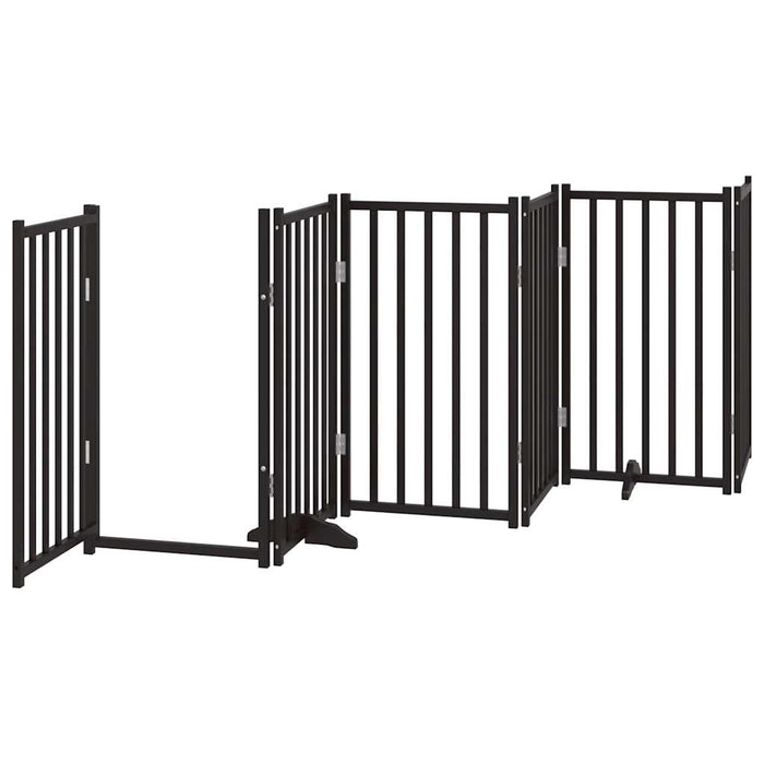 Poartă câini pliabilă cu ușă, 6 panouri negru 300 cm, lemn brad - WALTI WALTI