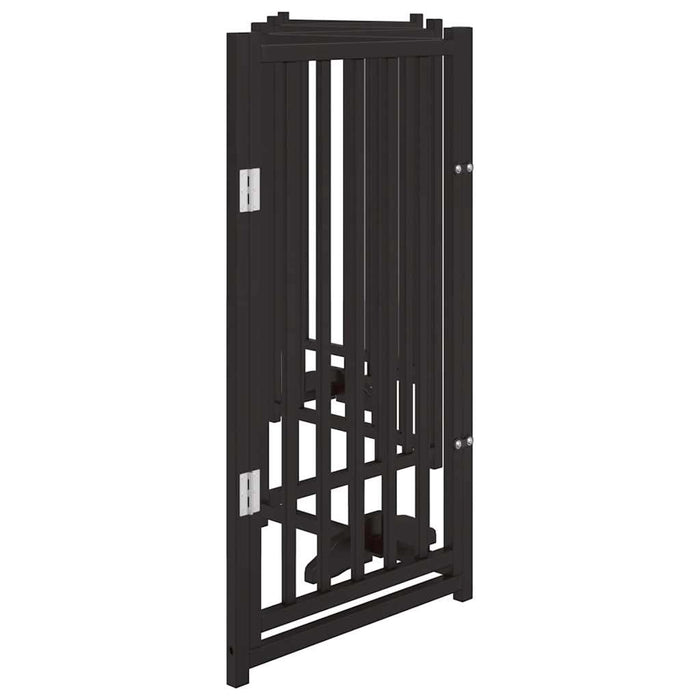 Poartă câini pliabilă cu ușă, 6 panouri negru 300 cm, lemn brad - WALTI WALTI