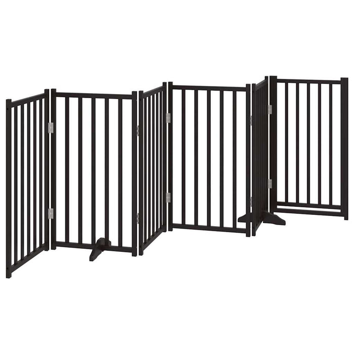 Poartă câini pliabilă cu ușă, 6 panouri negru 300 cm, lemn brad - WALTI WALTI
