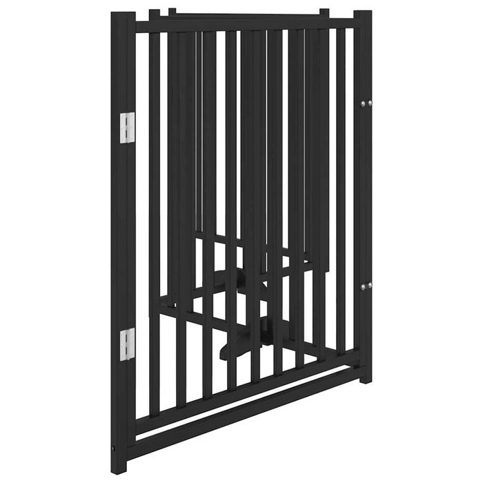Poartă câini pliabilă cu ușă 4 panouri negru, 320 cm, lemn brad - WALTI WALTI