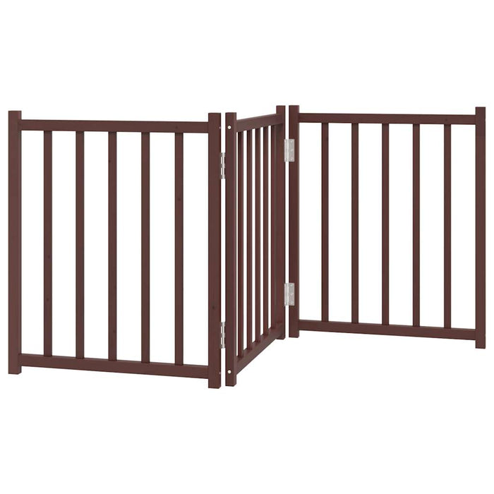 Poartă de câini pliabilă 3 panouri stejar maro 150 cm lemn brad - WALTI WALTI