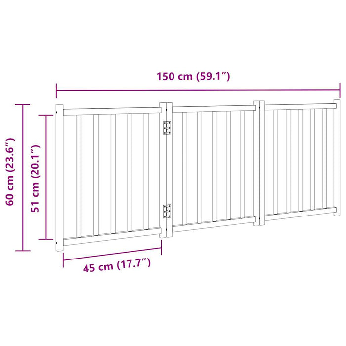 Poartă de câini pliabilă 3 panouri stejar maro 150 cm lemn brad - WALTI WALTI