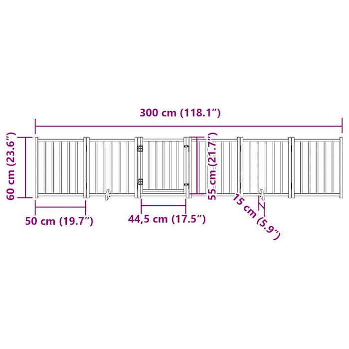 Poartă câini pliabilă cu ușă 6 panouri maro 300 cm, lemn brad - WALTI WALTI