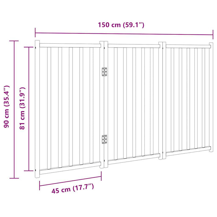 Poartă de câini pliabilă 3 panouri stejar maro 150 cm lemn brad - WALTI WALTI