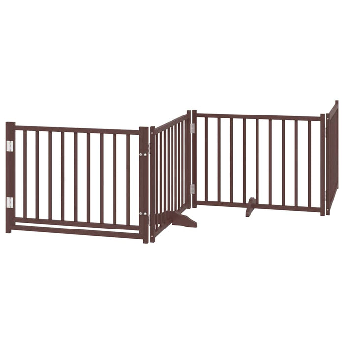 Poartă câini pliabilă cu ușă 4 panouri maro 320 cm, lemn brad - WALTI WALTI