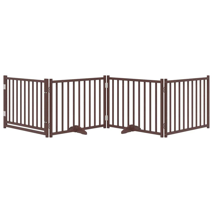 Poartă câini pliabilă cu ușă 4 panouri maro 320 cm, lemn brad - WALTI WALTI