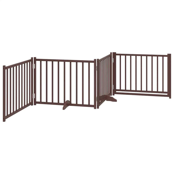 Poartă câini pliabilă cu ușă 4 panouri maro 320 cm, lemn brad - WALTI WALTI