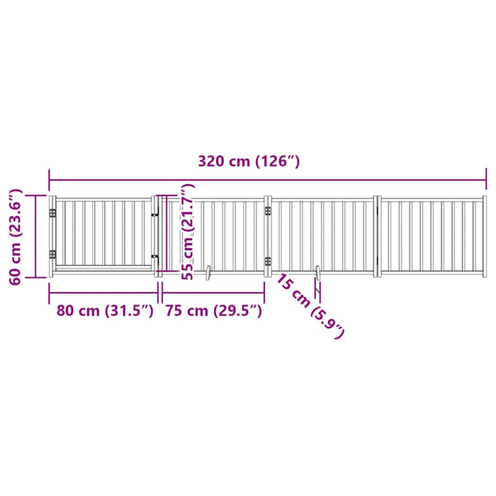 Poartă câini pliabilă cu ușă 4 panouri maro 320 cm, lemn brad - WALTI WALTI