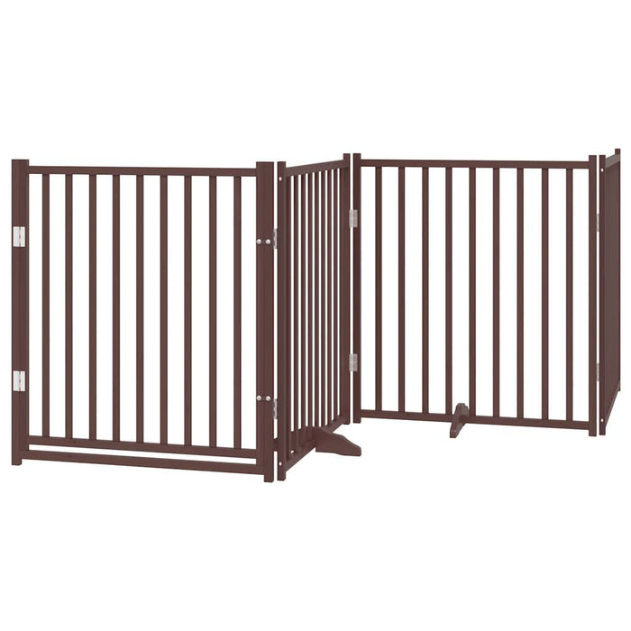 Poartă câini pliabilă cu ușă 4 panouri maro 320 cm, lemn brad - WALTI WALTI