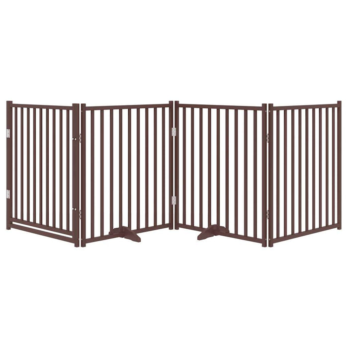 Poartă câini pliabilă cu ușă 4 panouri maro 320 cm, lemn brad - WALTI WALTI