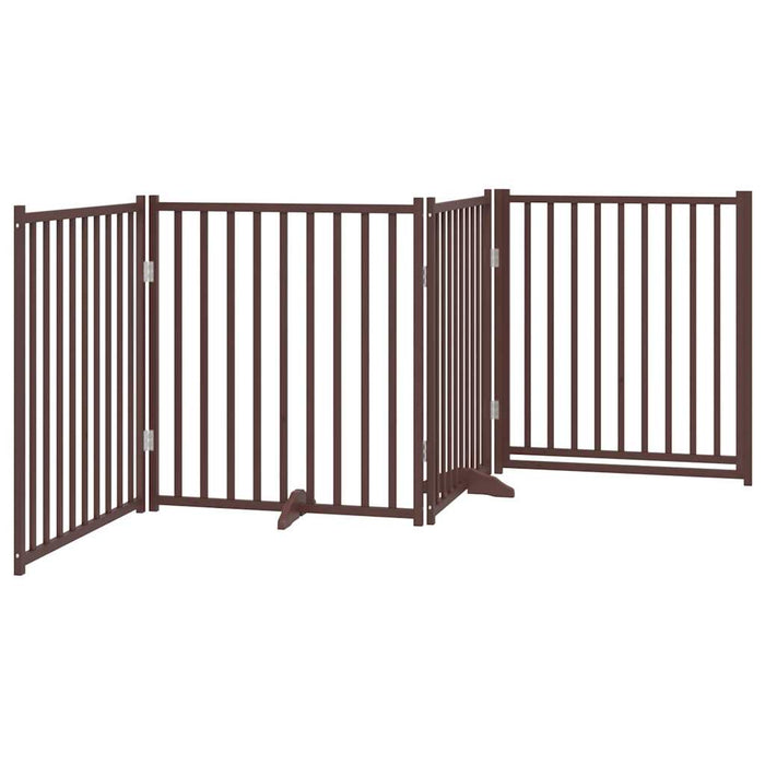 Poartă câini pliabilă cu ușă 4 panouri maro 320 cm, lemn brad - WALTI WALTI