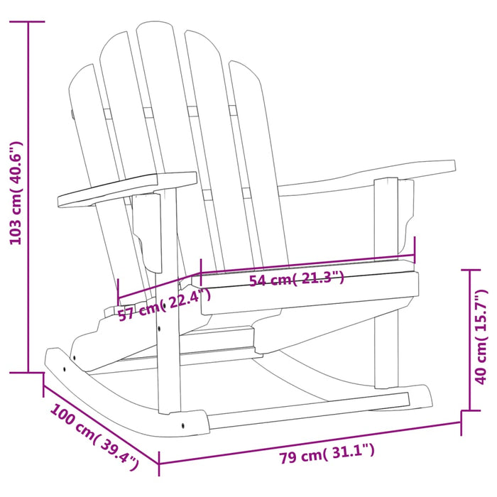 Scaun balansoar Adirondack de grădină, 79x100x103 cm, lemn tec - WALTI WALTI
