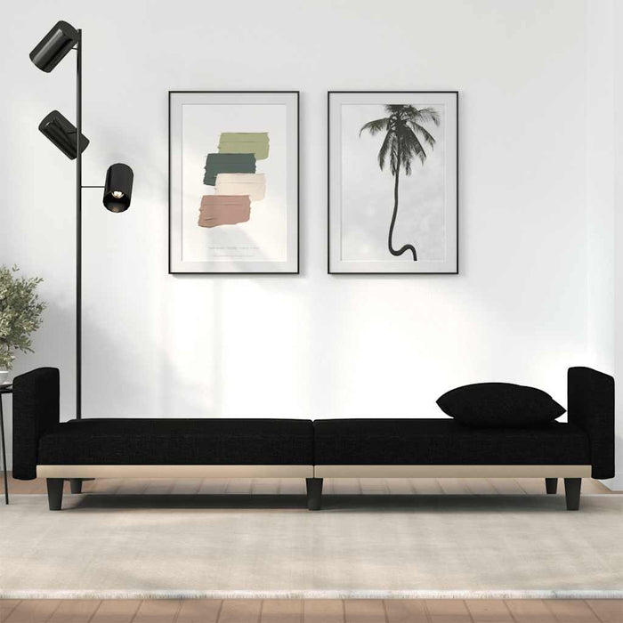 Canapea extensibilă cu perne, negru, material textil - WALTI WALTI