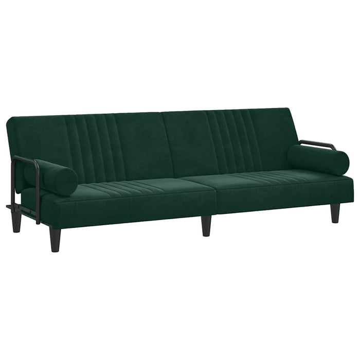 Canapea extensibilă cu cotiere, verde închis, catifea - WALTI WALTI