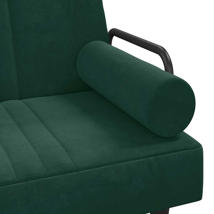 Canapea extensibilă cu cotiere, verde închis, catifea - WALTI WALTI