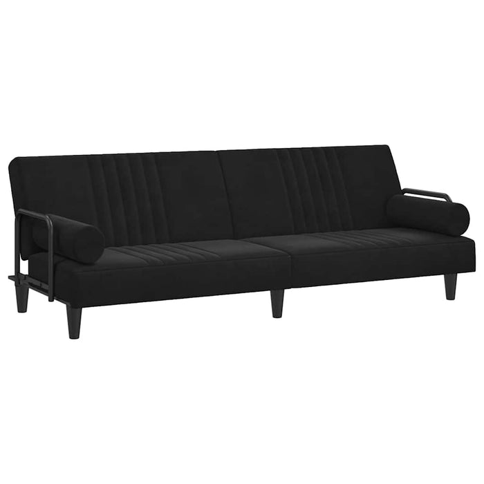 Canapea extensibilă cu cotiere, negru, catifea - WALTI WALTI