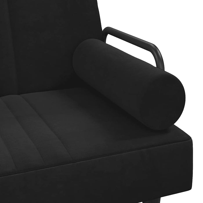 Canapea extensibilă cu cotiere, negru, catifea - WALTI WALTI