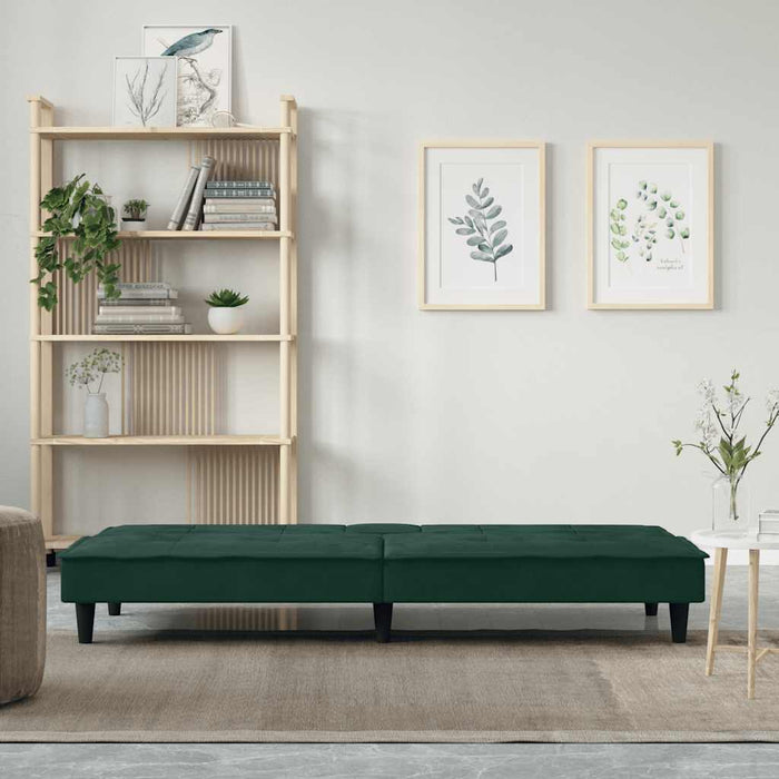 Canapea extensibilă cu suporturi de pahar verde închis, catifea - WALTI WALTI