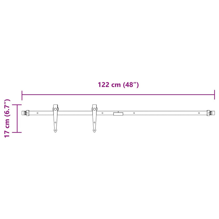 Set glisare ușă mini pentru dulap, negru, oțel carbon, 122 cm - WALTI WALTI