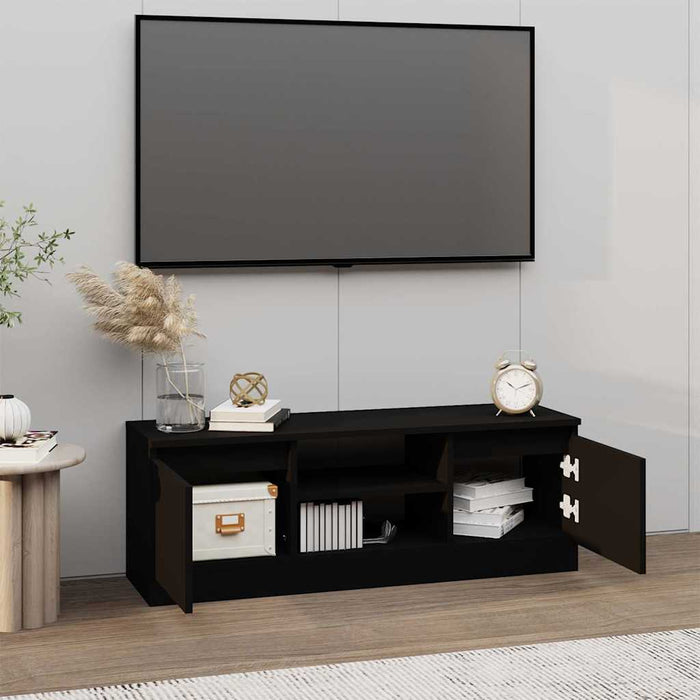 Comodă TV cu ușă, negru, 102x30x36 cm WALTI