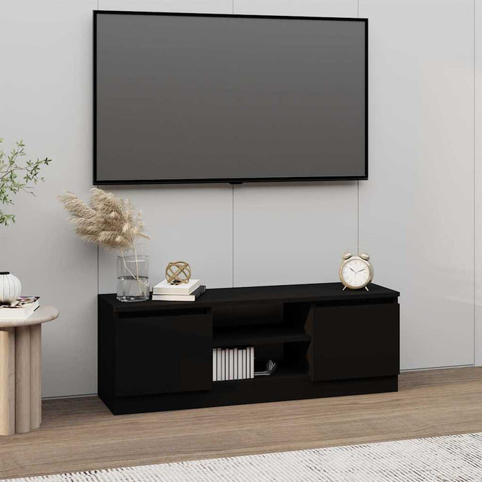 Comodă TV cu ușă, negru, 102x30x36 cm WALTI