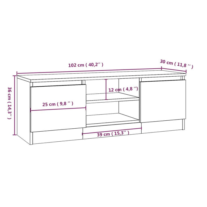 Comodă TV cu ușă, gri beton, 102x30x36 cm - WALTI WALTI