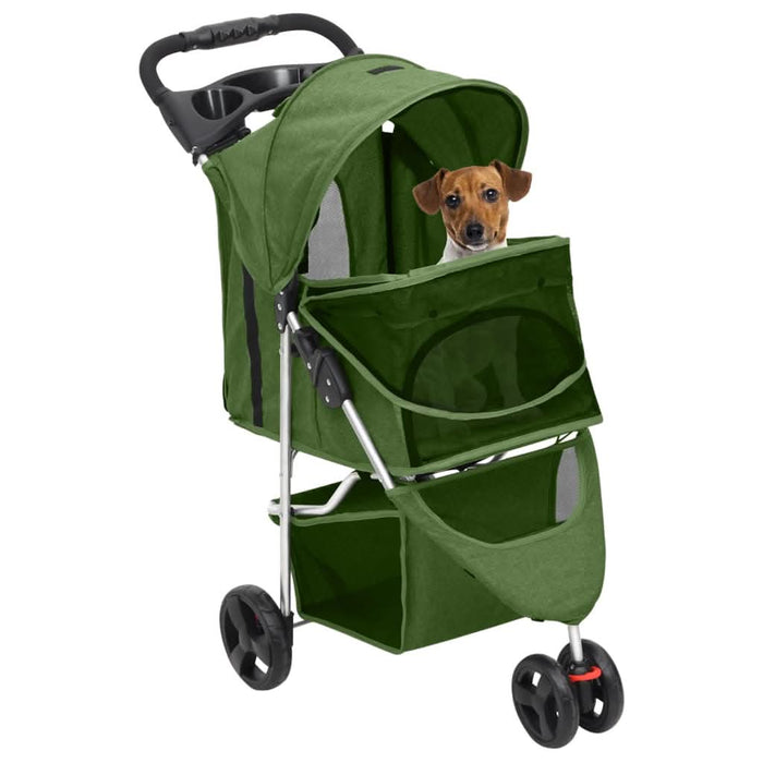 Cărucior pliabil pentru câini verde 80x46x98 cm țesătură Oxford - WALTI WALTI