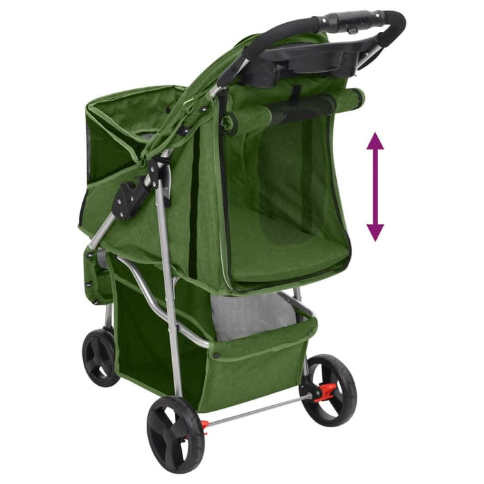 Cărucior pliabil pentru câini verde 80x46x98 cm țesătură Oxford - WALTI WALTI