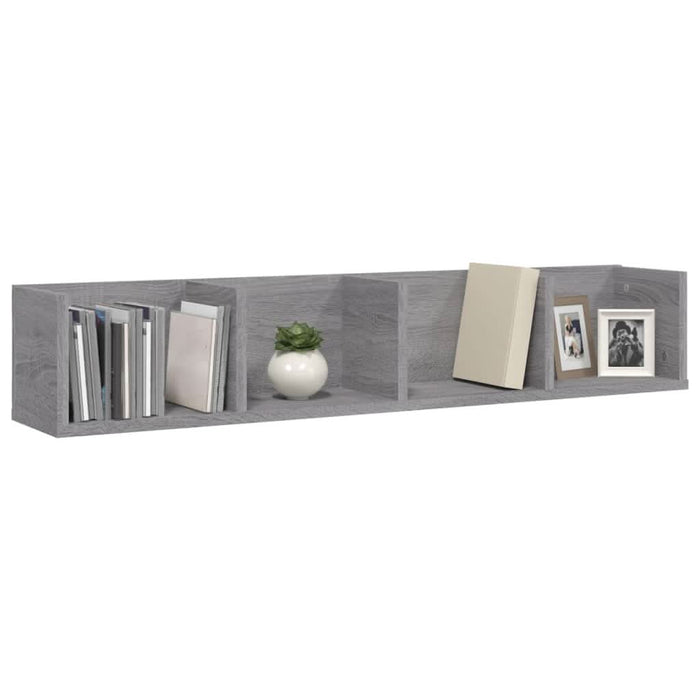 Raft de perete CD-uri, gri sonoma, 100x18x18 cm, lemn prelucrat - WALTI WALTI