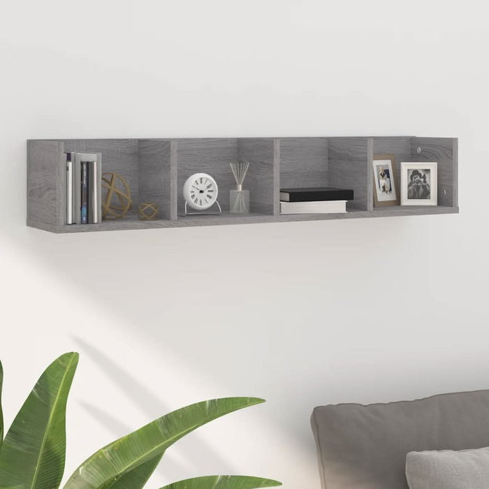 Raft de perete CD-uri, gri sonoma, 100x18x18 cm, lemn prelucrat - WALTI WALTI