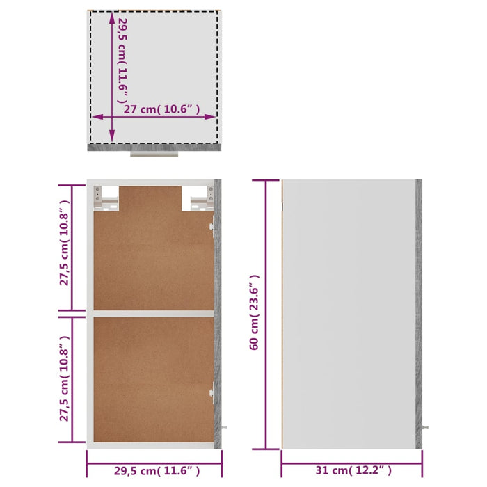 Dulap suspendat “Lyon”, gri sonoma, 29,5x31x60 cm WALTI