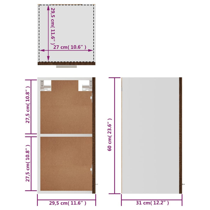 Dulap suspendat “Lyon”, stejar maro, 29,5x31x60 cm - WALTI WALTI