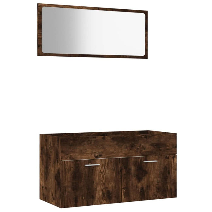 Set mobilier de baie, 2 piese, stejar fumuriu, lemn prelucrat - WALTI WALTI
