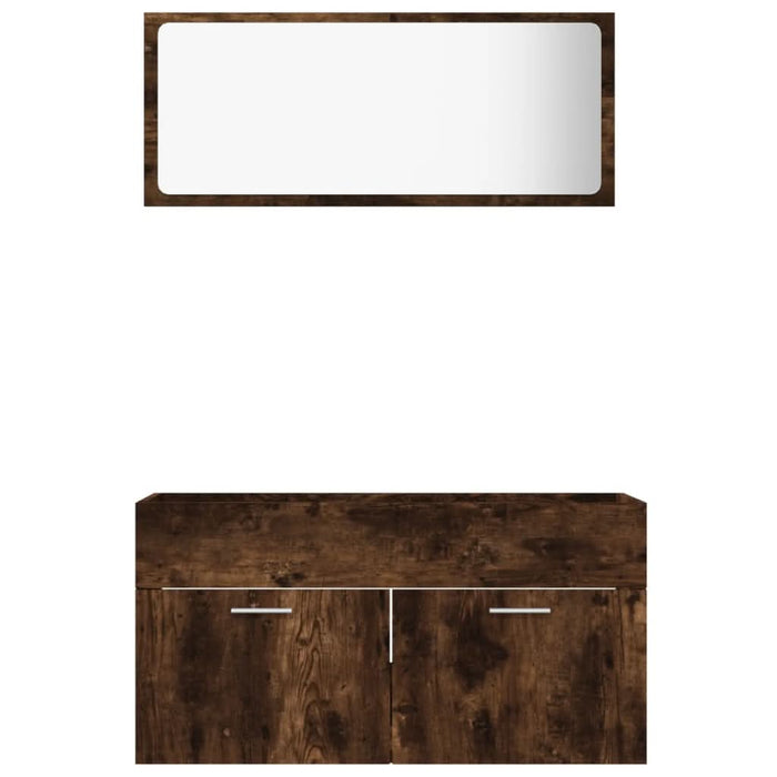 Set mobilier de baie, 2 piese, stejar fumuriu, lemn prelucrat - WALTI WALTI