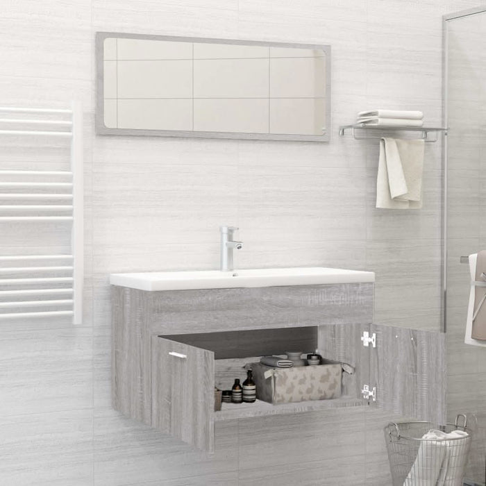 Set mobilier de baie, 2 piese, gri sonoma, lemn prelucrat - WALTI WALTI