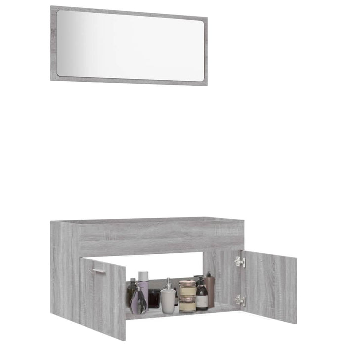 Set mobilier de baie, 2 piese, gri sonoma, lemn prelucrat - WALTI WALTI