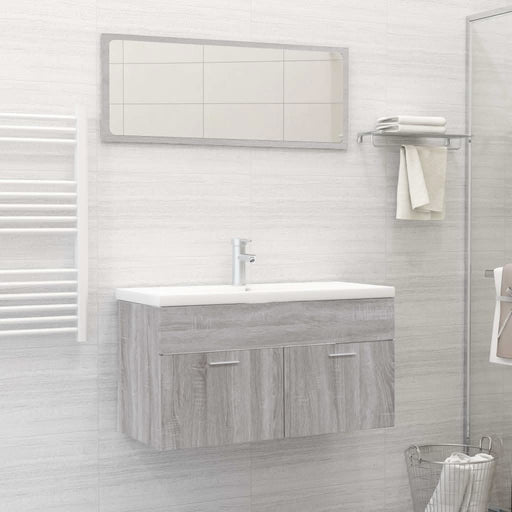 Set mobilier de baie, 2 piese, gri sonoma, lemn prelucrat - WALTI WALTI