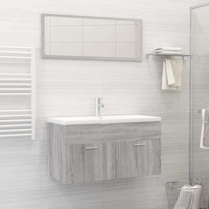 Set mobilier de baie, 2 piese, gri sonoma, lemn prelucrat - WALTI WALTI