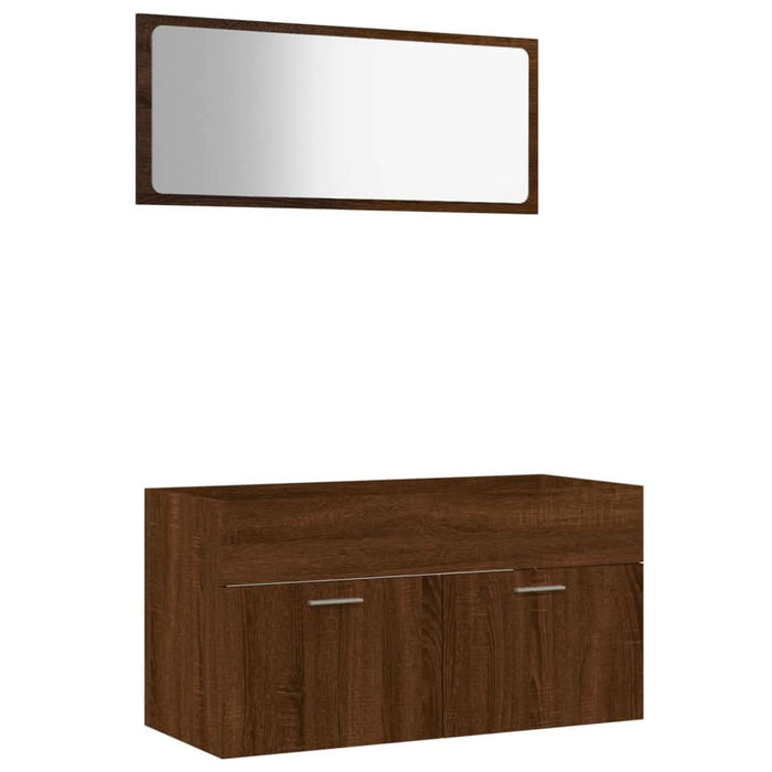 Set mobilier de baie, 2 piese, stejar maro, lemn prelucrat - WALTI WALTI