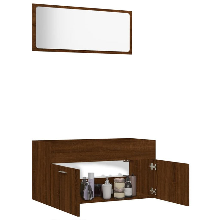Set mobilier de baie, 2 piese, stejar maro, lemn prelucrat - WALTI WALTI