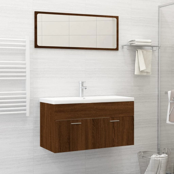 Set mobilier de baie, 2 piese, stejar maro, lemn prelucrat - WALTI WALTI