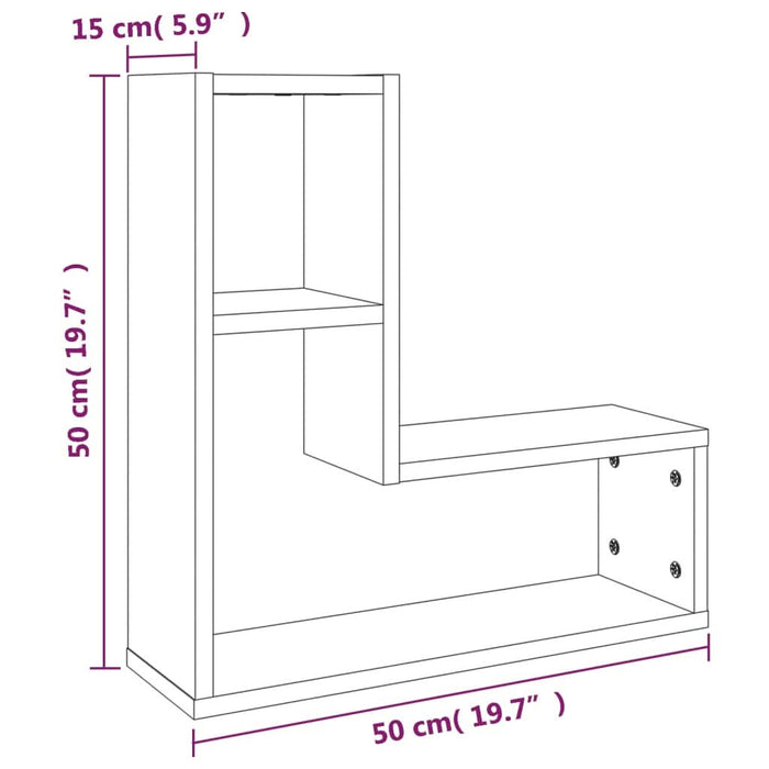 Rafturi de perete, 2 buc., gri sonoma, 50x15x50 cm, lemn - WALTI WALTI