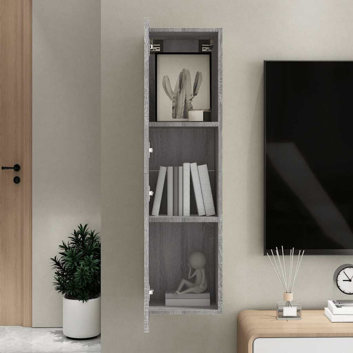 Dulap TV montat pe perete, gri sonoma, 30,5x30x110 cm - WALTI WALTI
