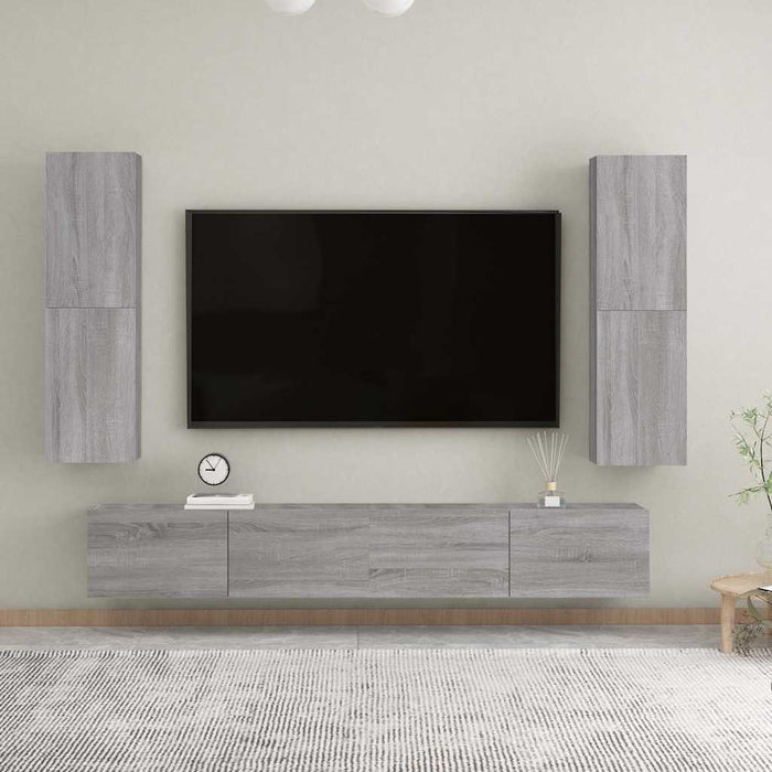 Dulap TV montat pe perete, gri sonoma, 30,5x30x110 cm - WALTI WALTI