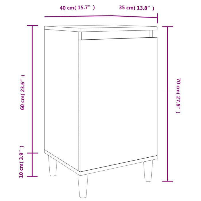 Noptiere, 2 buc, alb, 40x35x70 cm, lemn prelucrat - WALTI WALTI