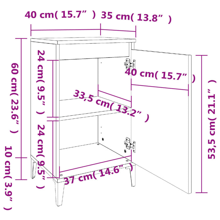 Noptiere, 2 buc., gri beton, 40x35x70 cm, lemn prelucrat - WALTI WALTI