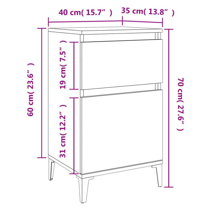 Noptiere, 2 buc., stejar sonoma, 40x35x70 cm, lemn prelucrat - WALTI WALTI